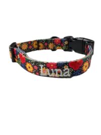 Flower Pop Floral Custom Personalized Pet Dog Collar - Leash - Poop Bag Holder Set