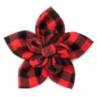 Buffalo Plaid Pet Dog Collar Flower