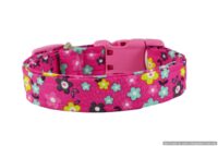 Handmade Pink Floral Pet Dog Collar with Personalization Name Option