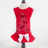 Holiday Sparkles Red Cotton Dog Dress