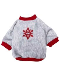 Custom Heather Gray Long Sleeve Sweatshirt Fleece Snowflake Dog Sweater Pullover