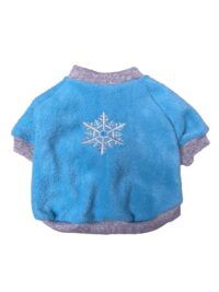 Custom Blue Long Sleeve Fleece Snowflake Dog Sweater Pullover for Boys or Girls