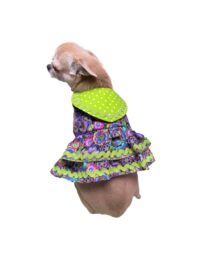 Purple Lime Ruffled Dog Harness for Pups