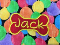 Custom Embroidered Cute Birthday Balloons Dog Bandana with Personalized Dog Bone and Name