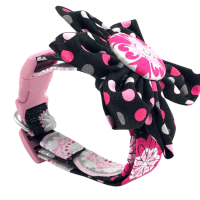 Customizable Pink Fuschia Medallion Dog Pet Collar, Dog Collar for Girls, Handmade Dog Collar