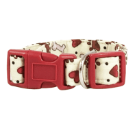 Customizable Tan and Red Bones and Pawprints Dog Pet Collar