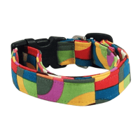 Customizable Handmade Vibrant Multi-color Geometric Dog Pet Collar