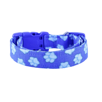 Handmade Customizable Cute Blue Paw Print Pet Theme Dog Collar in All Sizes
