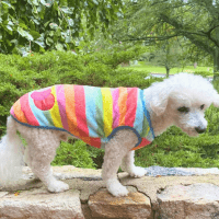Warm and Soft Rainbow Stripes Plush Fleece Dog Sweater and Puppy Pullover