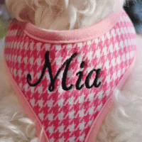 Personalized Pink Houndstooth Dog Harness for Small Medium Dogs - Leash