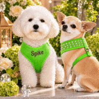 Personalized Lime Green Air Mesh Soft Pet Dog Harness - Leash
