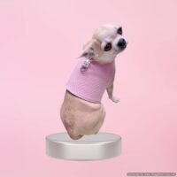 Luxury Pink Soft Cashmere Wool Tweed Dog Harness with Rhinestone Bling for Girls