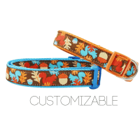Designer Bright Autumn Squirrels & Acorns Best BIG CUSTOM DOG COLLAR for Medium to Large Dogs
