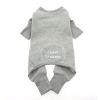 Embroidered Sweet Dreams Thermal Dog Pajamas for Girls and Boys - Alloy Gray