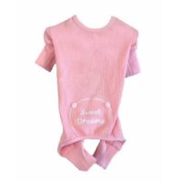 Embroidered Sweet Dreams Thermal Dog Pajamas for Girls -  Pink