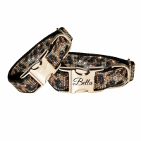 Engravable Leopard Crystal Bling Rhinestone Dog Collar - Leash