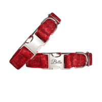 Custom Personalized Sparkling Red Glitter Dog Collar - Leash