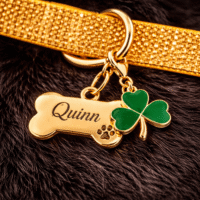 Lucky Green Shamrock Pet Dog Collar Charm